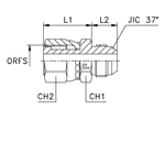 Адаптер AS D35-38 ORFS 2 - JIC 1.7/8 (обжатая гайка)