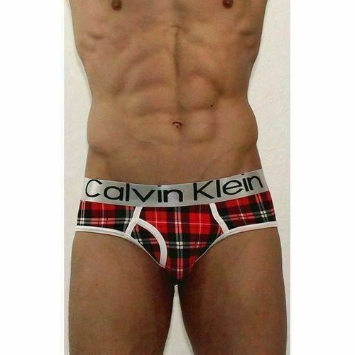 Мужские трусы брифы красные в клетку Calvin Klein Red