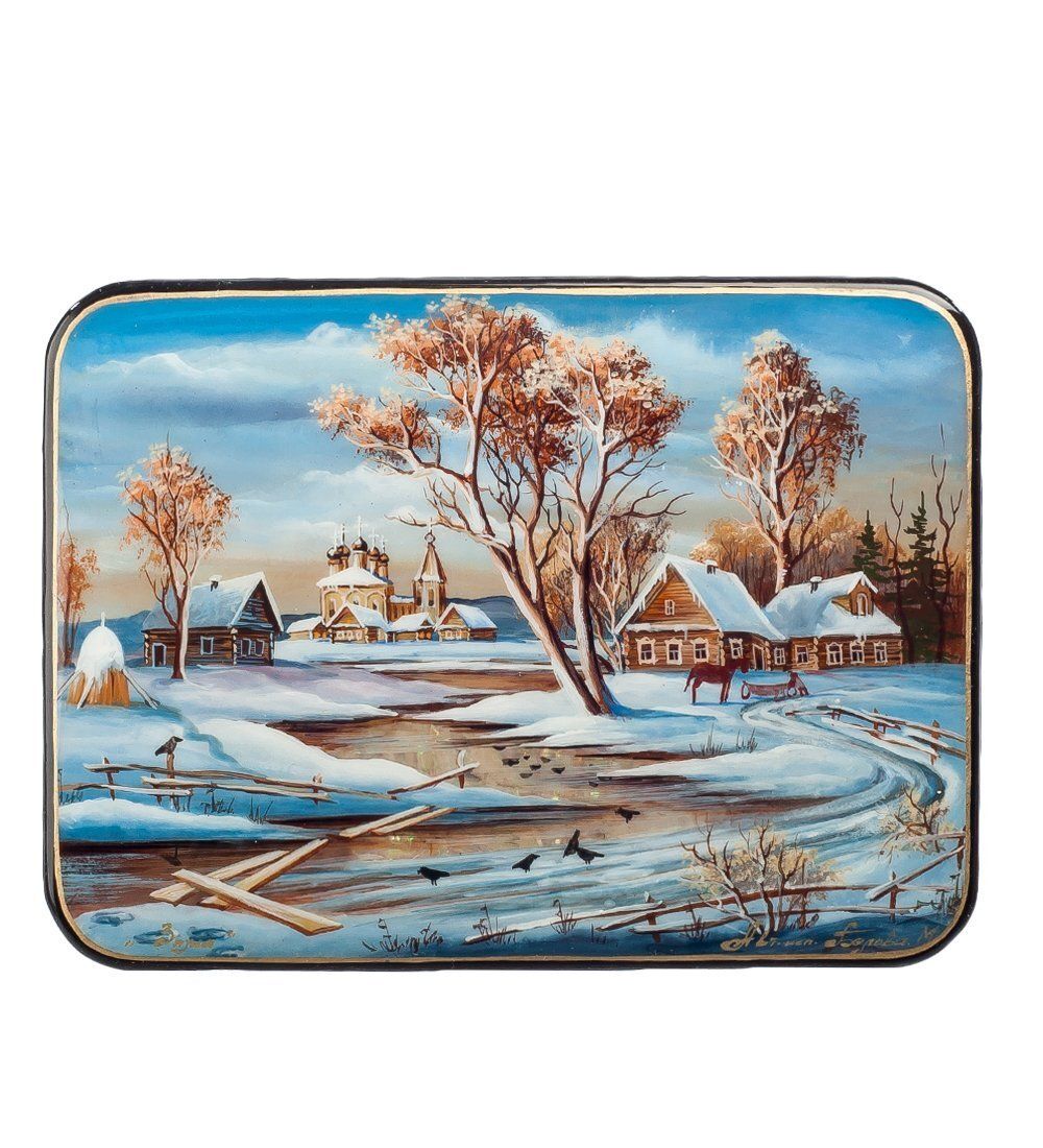 Народные промыслы ШК-55/ 30 Шкатулка «Пейзаж» исп. Белова