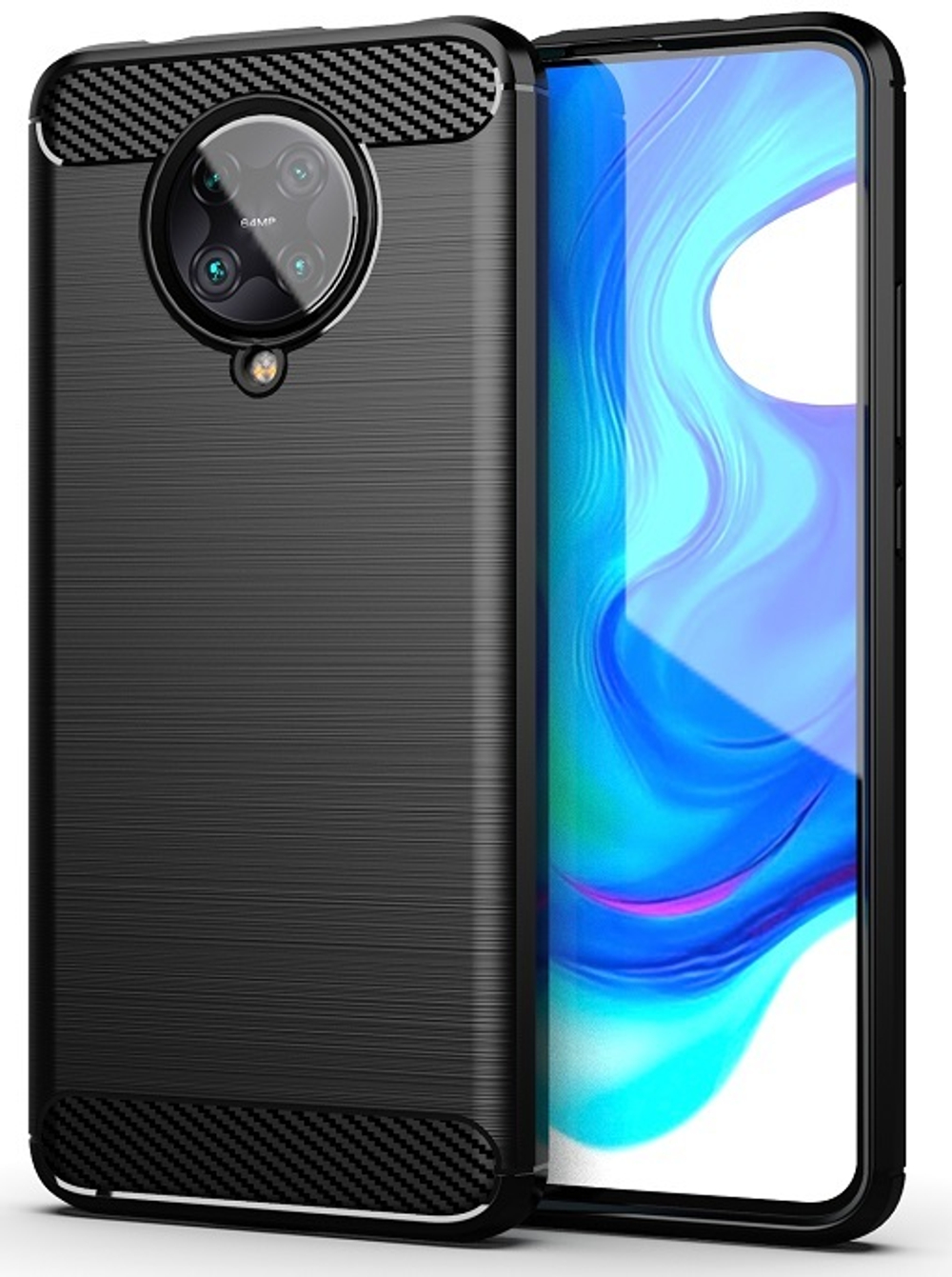 Чехол защитный черного цвета на Xiaomi Pocophone F2 Pro, серия Carbon от Caseport