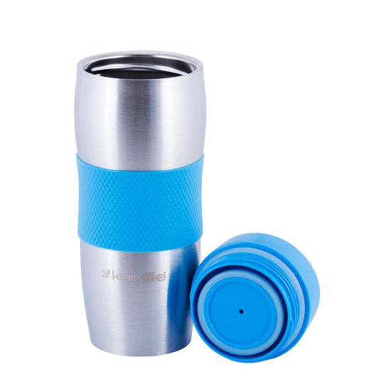 Термокружка 380 мл. из нержавеющей стали Kamille KM-2053R с TPR-вставкой