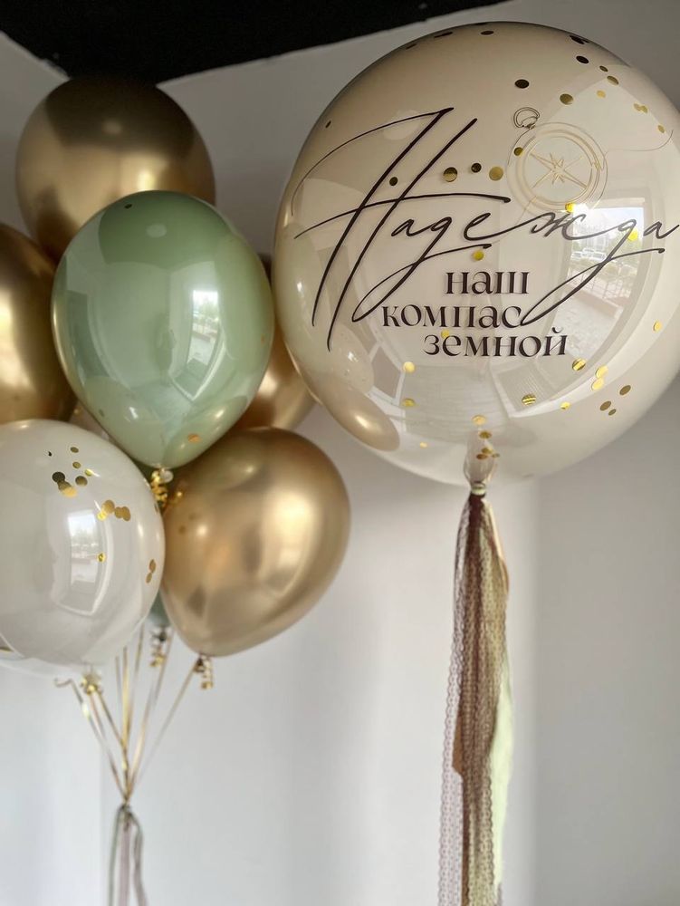 Воздушные шары для тренера/учителя эвкалипт/песок/хром золото №3307