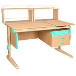 Растущая парта СУТ 25 с задними полками СУТ.15.240 и навесной тумбой (1200×880 мм)