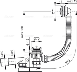 Сифон A504KM для ванны комплект click/clack металл/металл