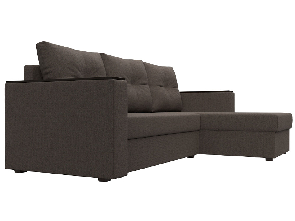 Диван угловой Атланта без стола правый угол, Амур 05 коричневый, Рогожка, 126166