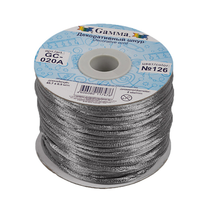 Шнур "Gamma", 2 мм, отделочный , № 126 серый
