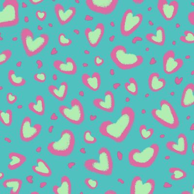 Леопардовые сердца / голубой с салатовым