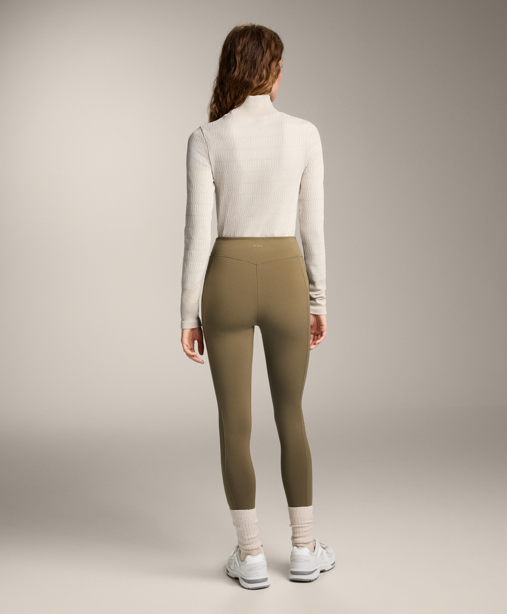 OYSHO Теплые легинсы с высокой посадкой и карманами длиной до щиколотки, хаки