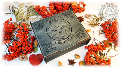 Шкатулка для таро на 2 колоды "Черная кошка"