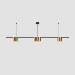 DK4063-BK+SG Подвесной светильник ORBIT, IP20, 7xGU10 LED до 15 Вт, черный + сатинированное золото, алюминий