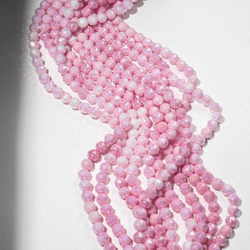 Хрустальные бусины, оттенок "Роза", 8мм, шар, микроогранка