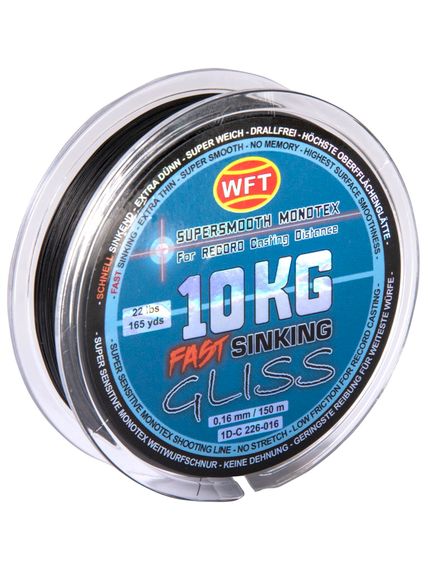 Леска плетёная WFT KG GLISS SINKING Black 150 м, 0,16 мм