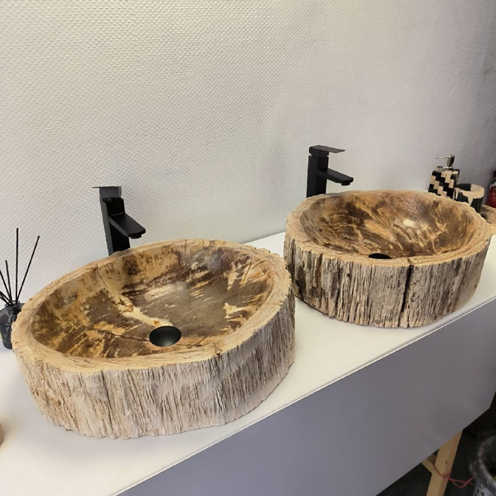 Раковина из окаменелого дерева ПАРА! OD-62335 56*49*16 2шт
