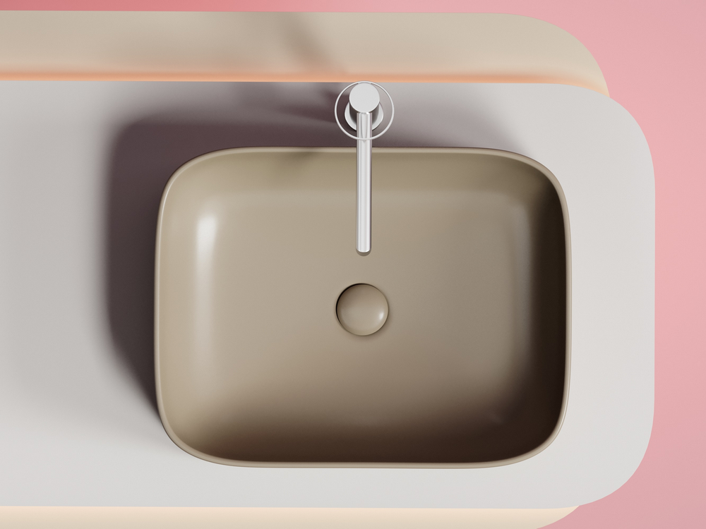 Умывальник чаша накладная прямоугольная (цвет Капучино Матовый) Element 505x380x150мм
