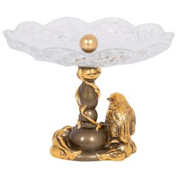 Фруктовница-конфетница Зарничка Свитти со стеклянной чашей Бронза