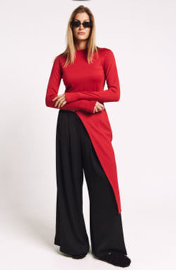 Лонгслив асимметричный 1240 скарлетт