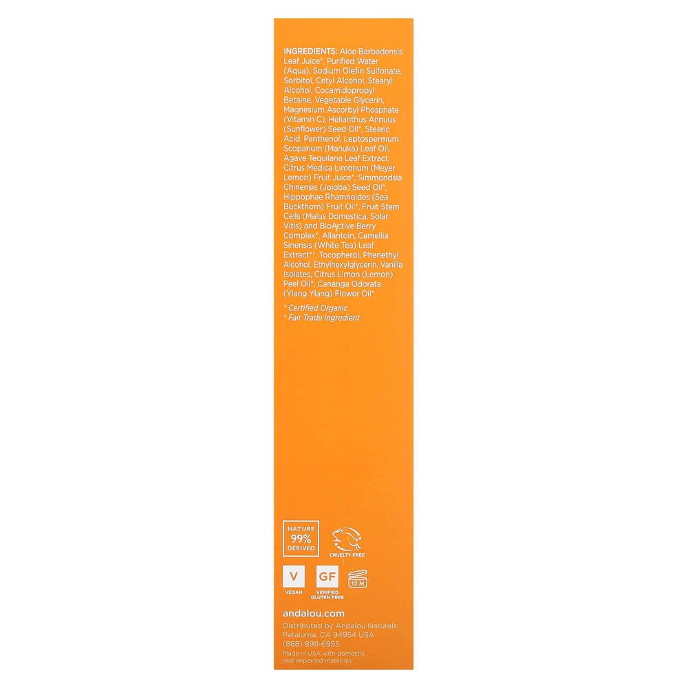 Andalou Naturals, очищающее крем-молочко с лимоном Мейера и витамином C, улучшение цвета лица, 178 мл (6 жидк. унций)