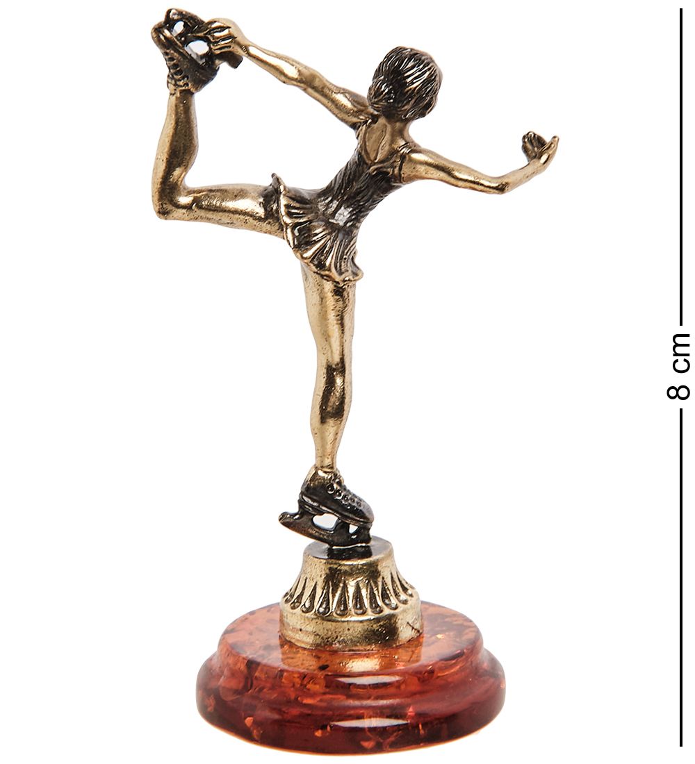 Народные промыслы AM-1386 Фигурка «Фигуристка» (латунь, янтарь)