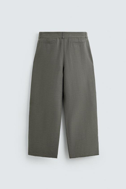 ZARA БРЮКИ BALLOON FIT С ЗАЩИПАМИ И ПОЯСОМ, АНТРАЦИТОВО-СЕРЫЙ