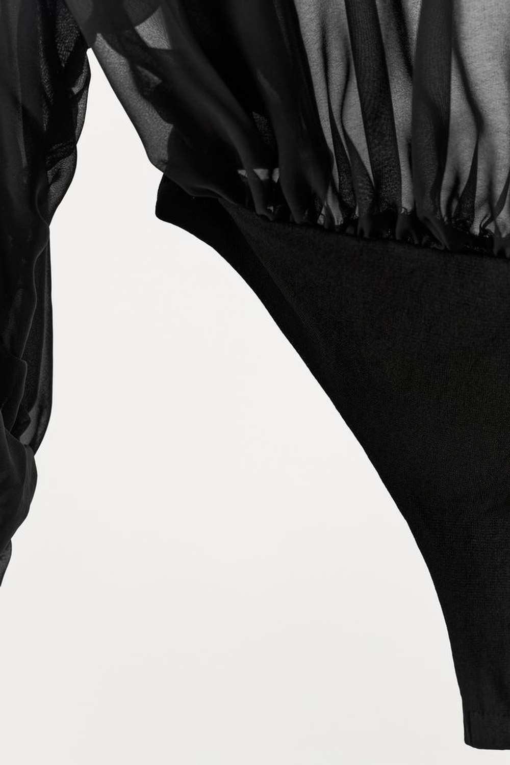 ZARA ПОЛУПРОЗРАЧНОЕ БОДИ С ДЛИННЫМИ РУКАВАМИ, ЧЕРНЫЙ