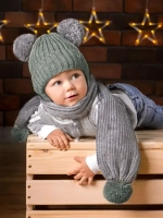 Шапка детская осенняя и шарф с ушками