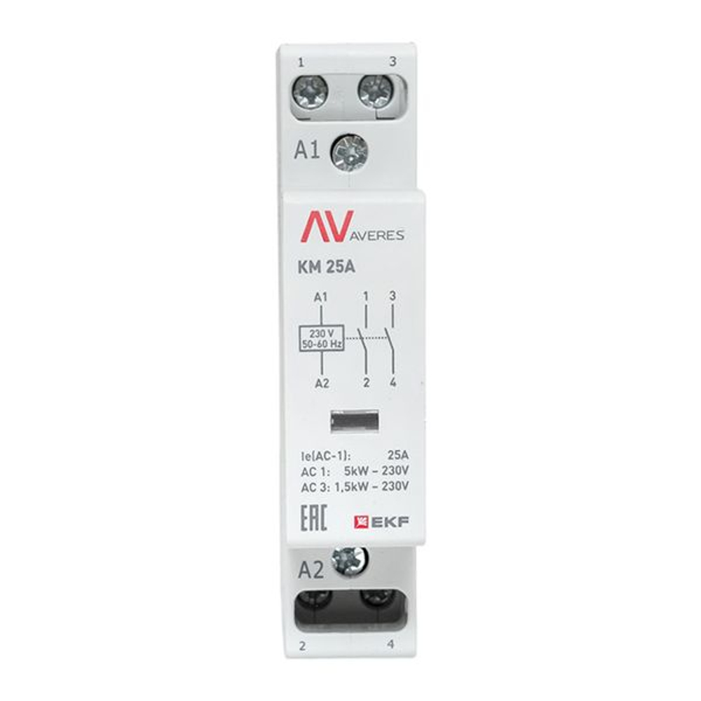 Контактор модульный КМ 25А 2NO 230В АС (1 мод.) AVERES EKF