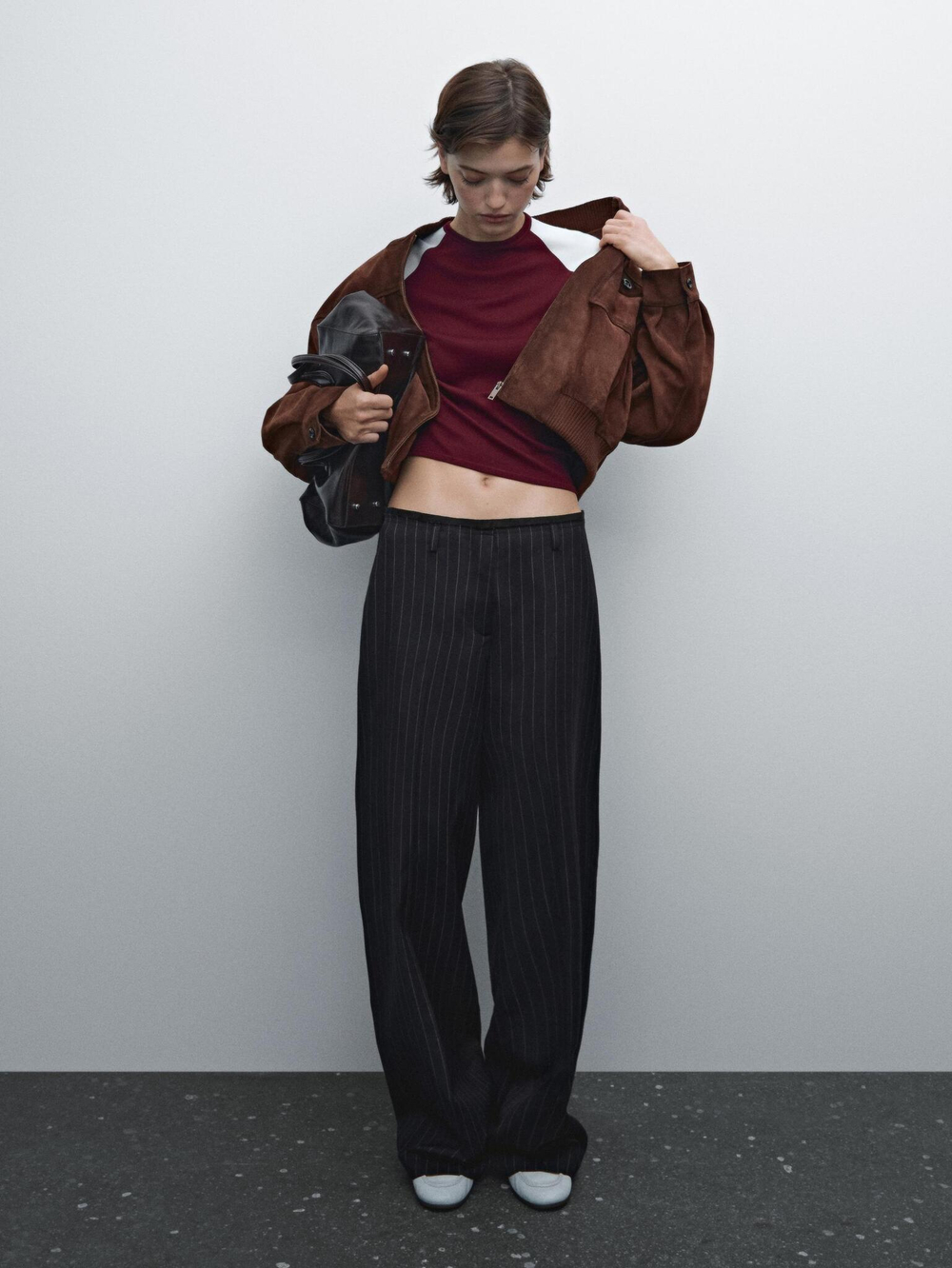 Massimo Dutti Брюки из смесовой шерсти в тонкую полоску, темно-синий