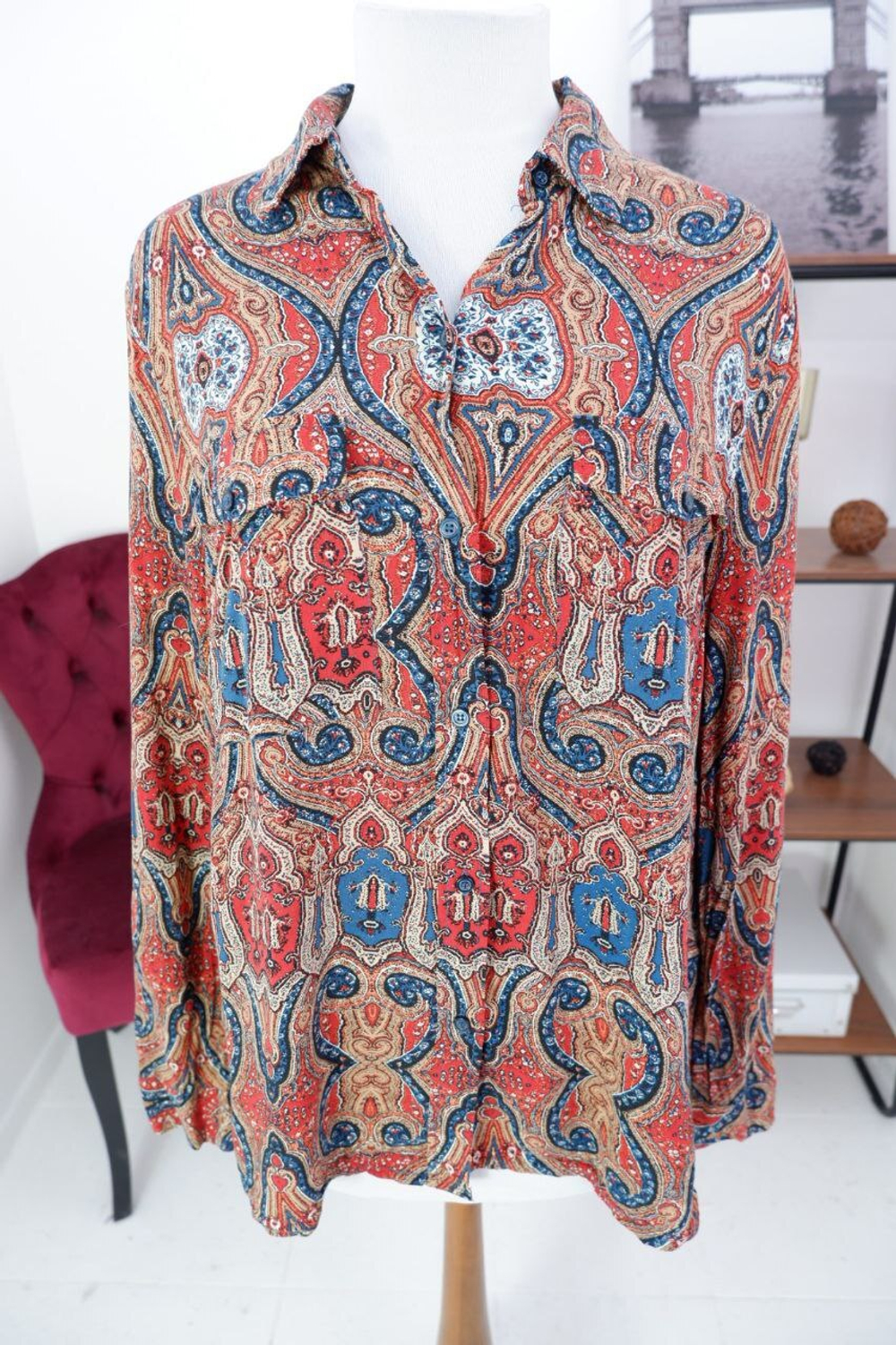 Блузка Zolla с интересным принтом 52 размер