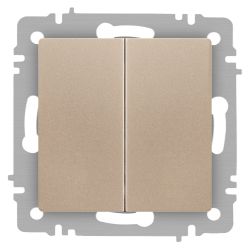 Выключатель Intro Accent 6-104-04 двойной, 10А-250В, IP20, СУ, AL/CU, шампань