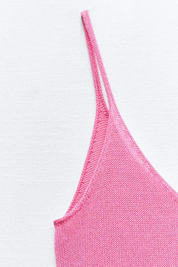 ZARA ОДНОТОННЫЙ ТОП С БРЕТЕЛЯМИ, РОЗОВЫЙ