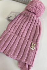 Шапка вязаная со снудом "Заяц"