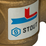 STOUT Термостатический смесительный клапан для твердотопливных котлов 1 1/2" ВР x 1" НР x 1 1/2" ВР 60°С KV 3,2