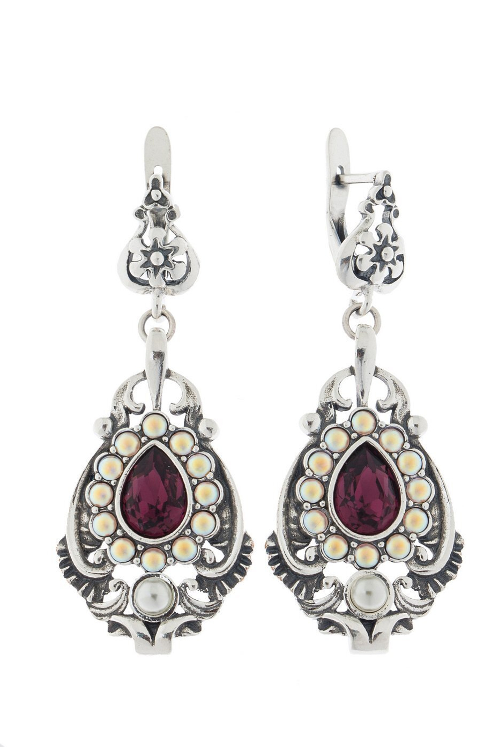 "Норден" серьги в серебряном покрытии из коллекции "Реплики истории" от Jenavi  с английским замком