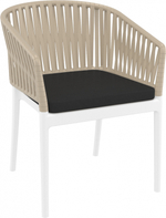 Кресло пластиковое с подушкой Siesta Contract Portofino, белый, бежевый, черный