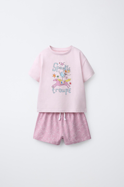 ZARA ПИЖАМА С ПРИНТОМ «БАЛЕРИНА ЦИРКА», РОЗОВЫЙ