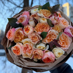 🌸 Персиковый микс — букет интерьерных садовых роз — 8 марта у Феи