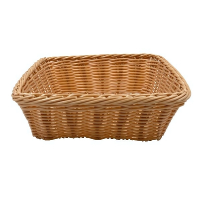 Корзина настольная квадратная "Полиротанг", Д240 Ш240 В75, бежевый