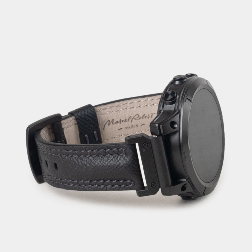 Ремешок для часов Garmin 47 mm с креплением из кожи теленка, черного цвета