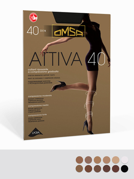 Omsa Attiva колготки с массажн.эффект. 40 den nero р.3 (M)