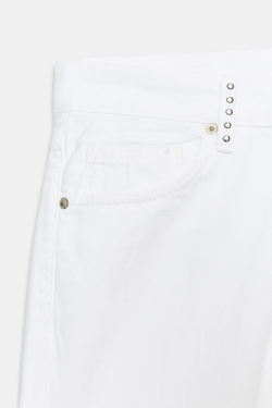 ZARA ДЖИНСЫ TRF WIDE LEG С НИЗКОЙ ПОСАДКОЙ И ЗАКЛЕПКАМИ, БЕЛЫЙ