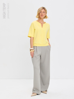 Плотная футболка из футера 2-нитки с V-вырезом HIGH TEMP