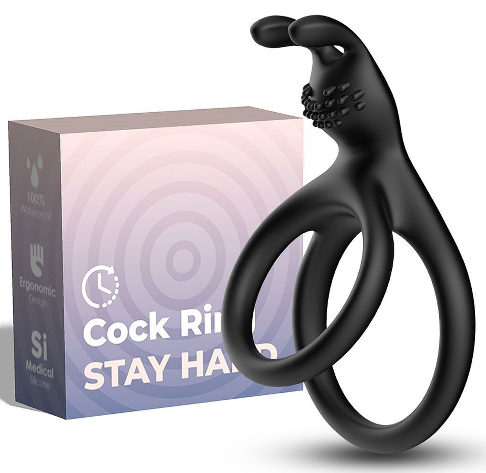 Черное эрекционное кольцо с подхватом мошонки (Цвет: черный)