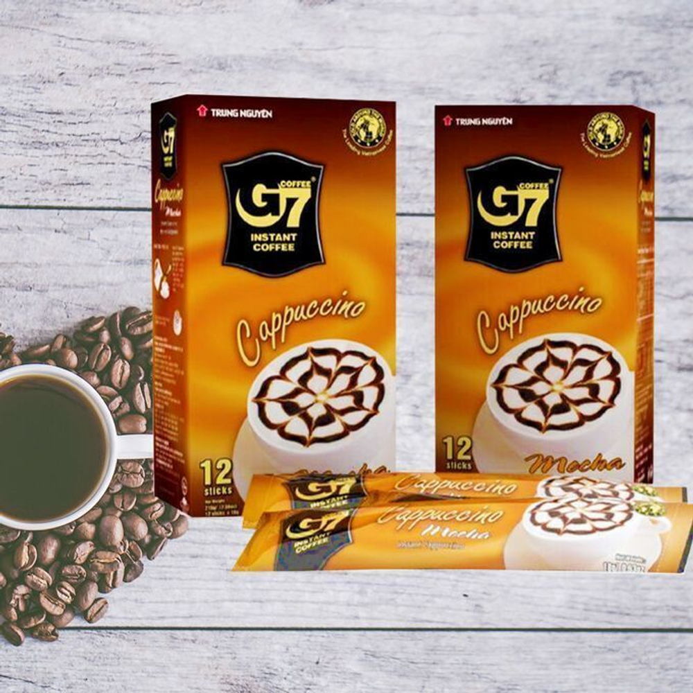 G7 Вьетнамский кофе растворимый Cappuccino Mocha - Капучино Мока (TRUNG NGUYEN), коробка 12саше*18г
