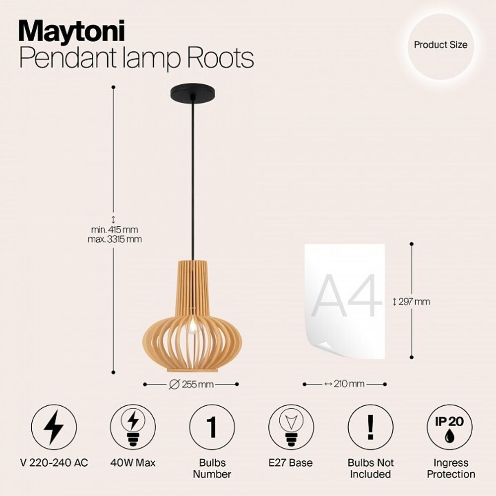 Подвесной светильник Maytoni Roots MOD193PL-01W