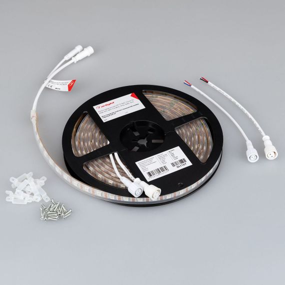 Светодиодная влагозащищенная лента Arlight Бегущий огонь 12W/m 60Led/m 5060SMD разноцветный 5M SPI-P-B60-12mm 5V RGB-PX1-BPT 041167