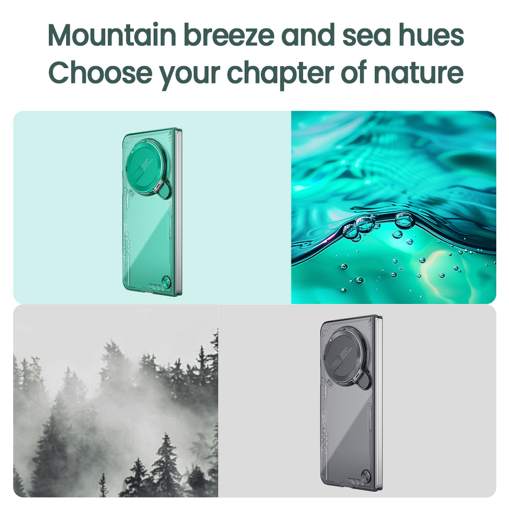 Чехол тонированный прозрачный от Nillkin с металлической откидной крышкой на OPPO Find N5, серия Iceblade Fold Case