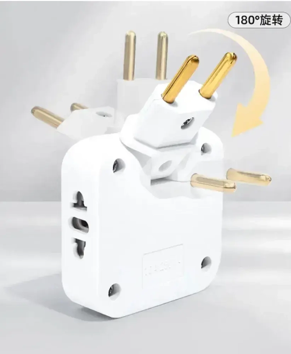 Тройник плоский поворотный для розетки, разветвитель 180 градусов, переходник