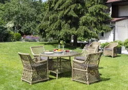 "Доппио" обеденная группа плетеная, цвет соломенный