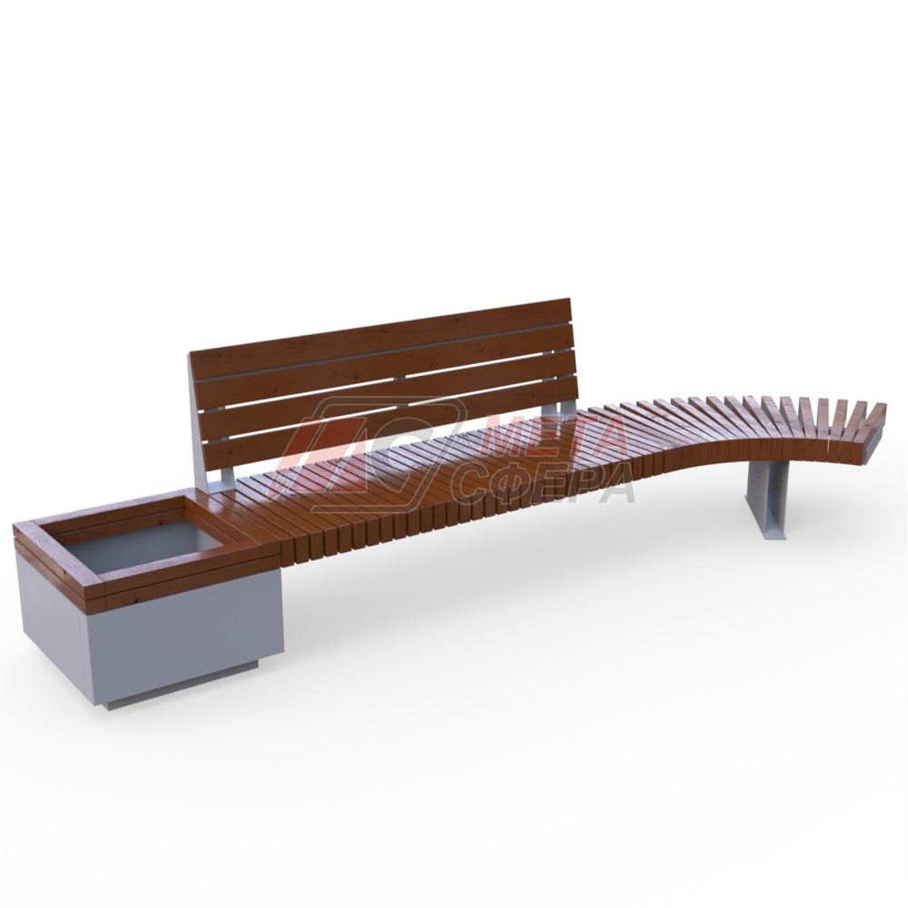 Скамейка Rail Road 03 с вазоном и поворотом