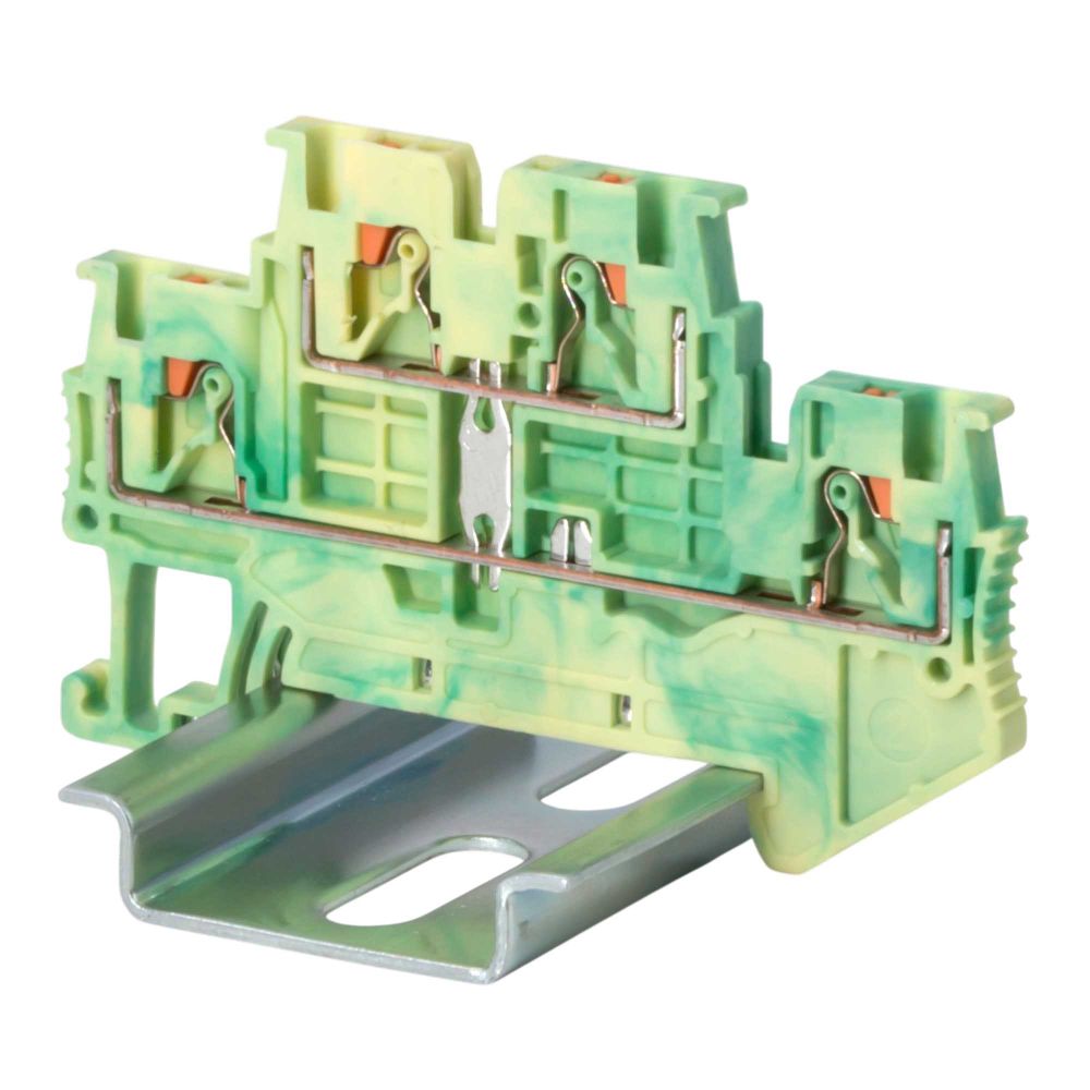 Клемма заземления двухуровневая, зажим push-in, 4 точки подключения, 1.5 кв.мм